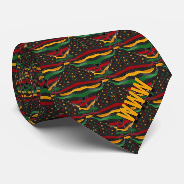 Afroamerikanska stjärnor och ränder monogram slips (Rullad)