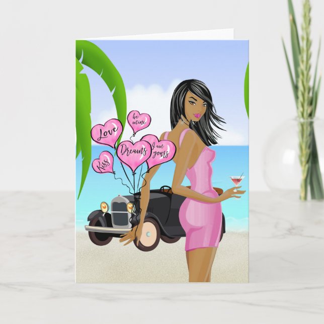 Afroamerikanskt Alla hjärtans dag-kort Kort (Framsida)