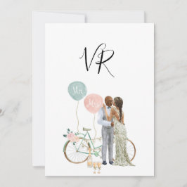 Afroamerikanskt illustrerat par spara datum datumet