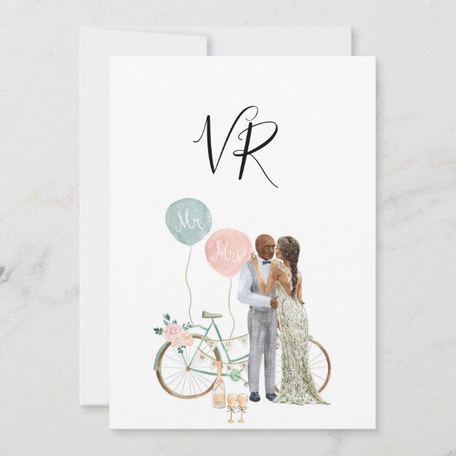 Afroamerikanskt Illustrerat Par Spara Datum Spara Datumet (Framsida)