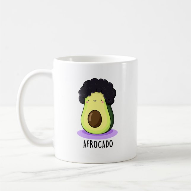 Afrocado Funny Avocado med Afro Pun Kaffemugg (Vänster)