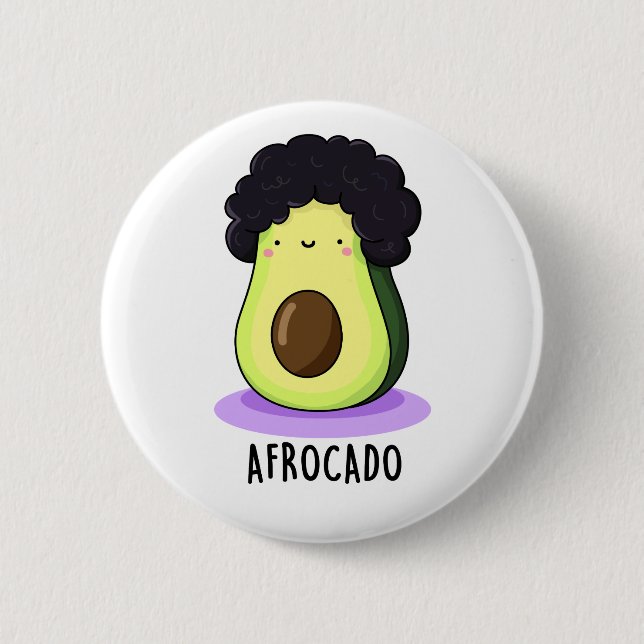 Afrocado Funny Avocado med Afro Pun Knapp (Framsida)