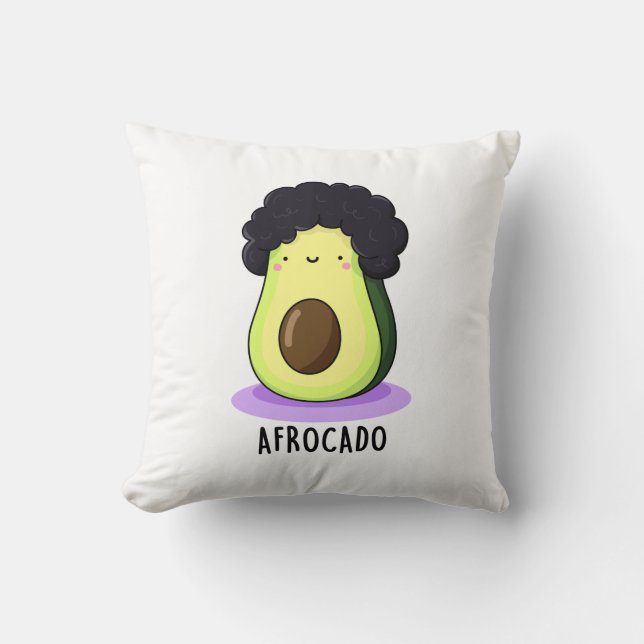 Afrocado Funny Avocado med Afro Pun Kudde (Framsida)