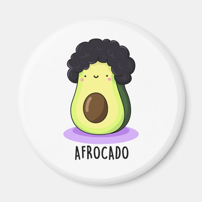 Afrocado Funny Avocado med Afro Pun Magnet (Framsidan)