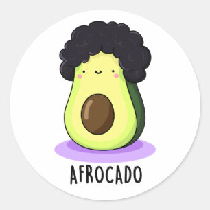 Afrocado Funny Avocado med Afro Pun Runt Klistermärke