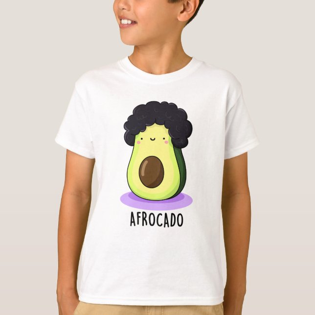 Afrocado Funny Avocado med Afro Pun T Shirt (Framsida)