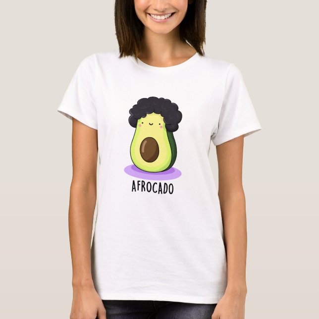 Afrocado Funny Avocado med Afro Pun T Shirt (Framsida)
