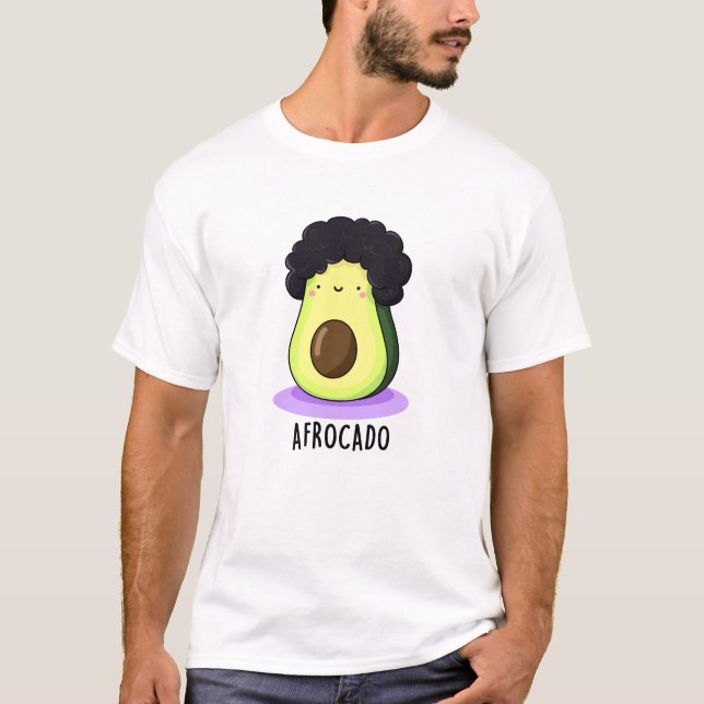 Afrocado Funny Avocado med Afro Pun T Shirt (Framsida)