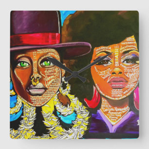 Afrocentric Badu mot Scott Acrylic Wall Clock Fyrkantig Klocka