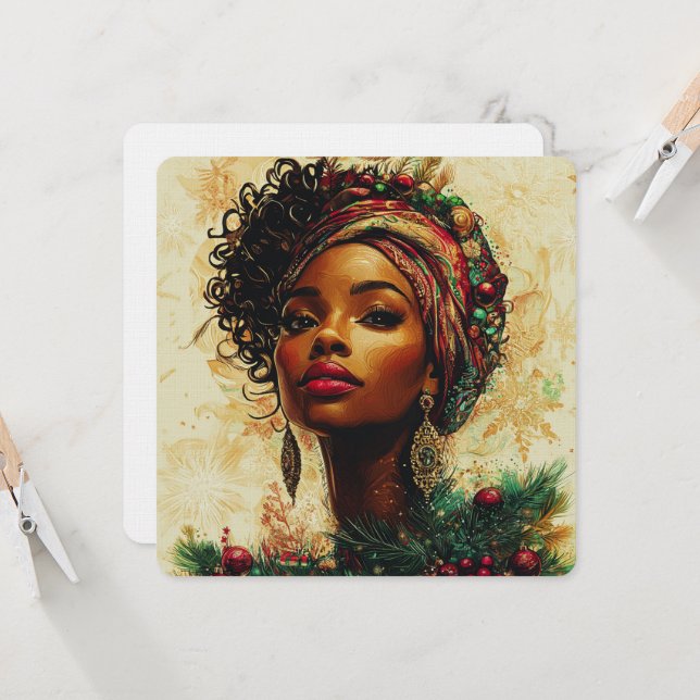 Afrocentric Christmas Queen Inbjudningar (Fram/Back In Situ)