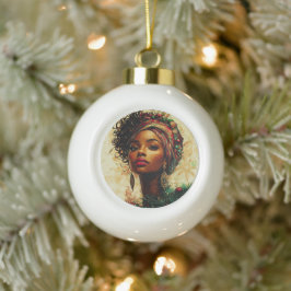Afrocentric Christmas Queen Julgranskula Keramik