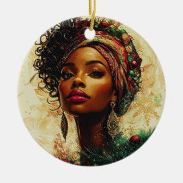 Afrocentric Christmas Queen Julgransprydnad Keramik