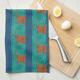 Afrocentric Chrome Orange Geometric Kitchen Towel  Kökshandduk