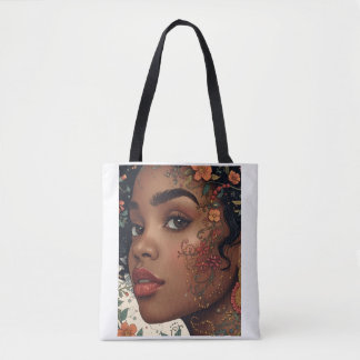 Afrocentric Floral Portrait Tote | Serenity Noire Tygkasse