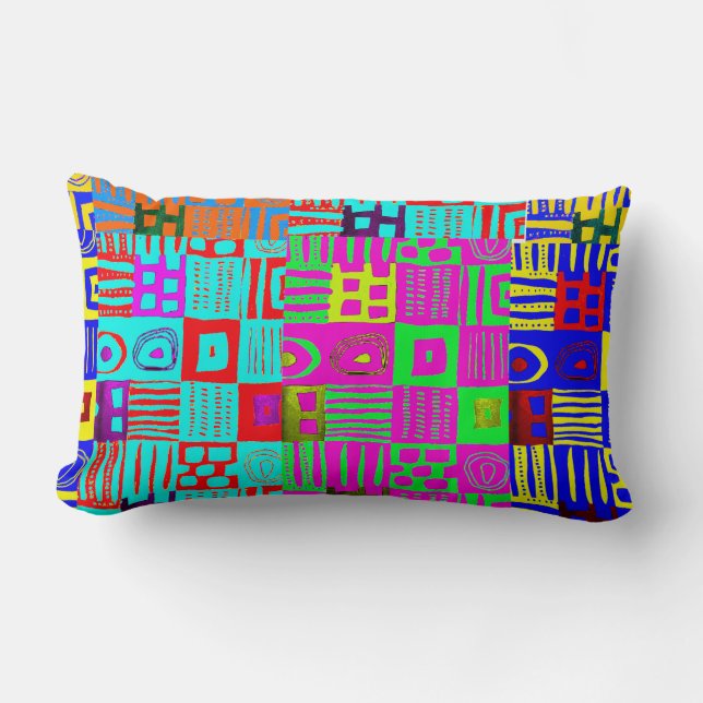 Afrocentric Geometric Motif Lumbar Pillow Lumbarkudde (Framsida)