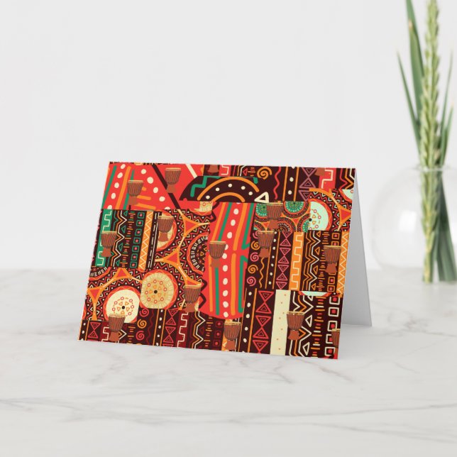 Afrocentric Kente Tribal Mönster Inbjudan (Framsida)