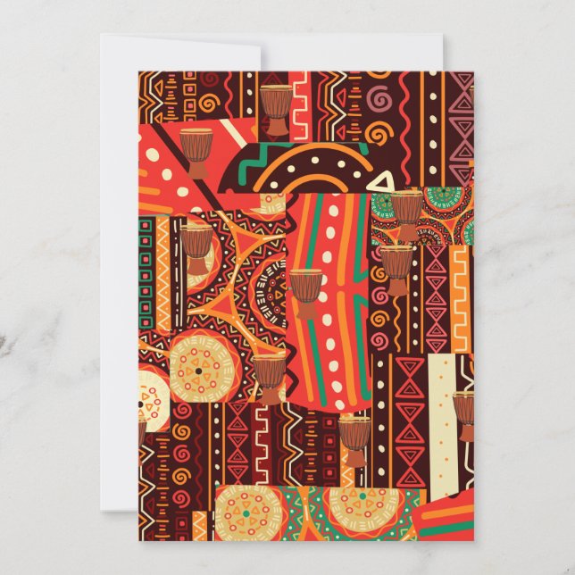 Afrocentric Kente Tribal Mönster Inbjudningar (Framsida)