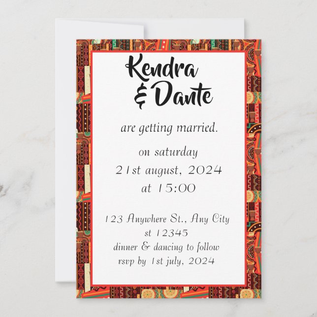 Afrocentric Kente Tribal Mönster Inbjudningar (Framsida)