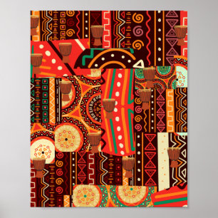 Afrocentric Kente Tribal Mönster Poster
