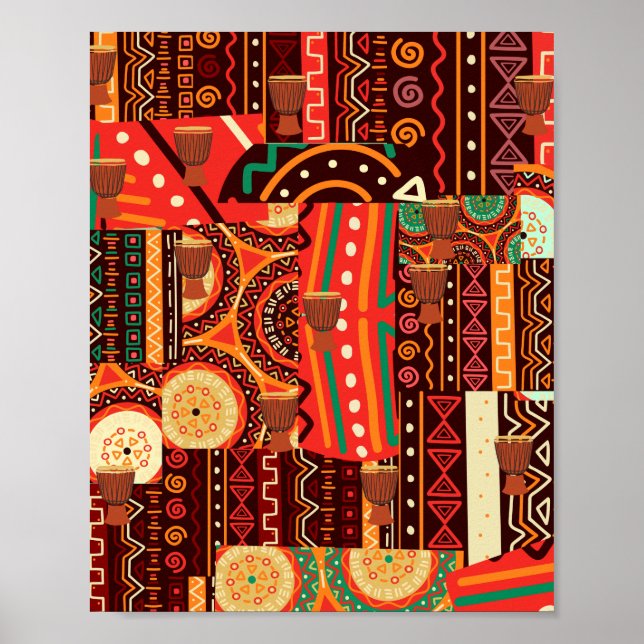 Afrocentric Kente Tribal Mönster Poster (Framsidan)
