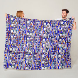 Afrocentric Kuba Trasa Geometric Dance Motif Fleecefilt