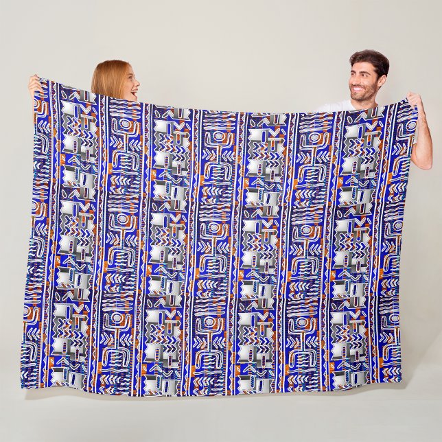 Afrocentric Kuba Trasa Geometric Dance Motif Fleecefilt (Skapare uppladdad)