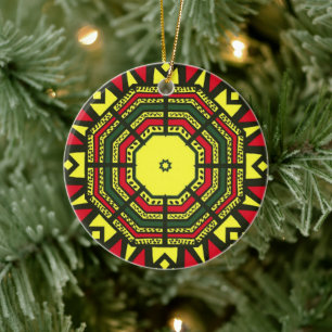 Afrocentric Mandala Julgransprydnad Keramik
