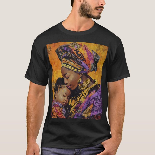 "Afrocentric Mor & Child Embrace T-Shirt (Framsida)