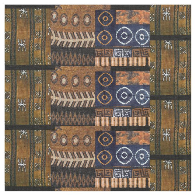 Afrocentric tribal collage mönster tyg (Närbild)