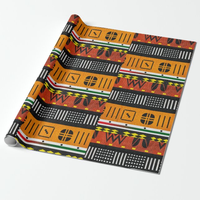 Afrocentric Tribal Motif Presentpapper (Utrullad)