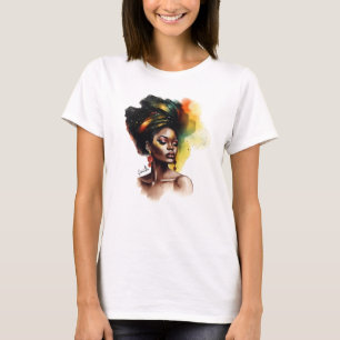 Afrocentric Woman i Vibrant Färg T Shirt