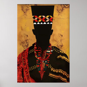 Afrocentrisk konsttryck Ansiktlös mans silhuett Poster