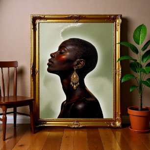 Afrocentrisk kvinna porträtt, minimalistisk afrika poster