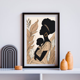 Afrocentrisk linjekonst med jordnära toner poster