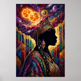 Afrofuturism Drottning Kosmisk Nebula Väggkonstaff Poster
