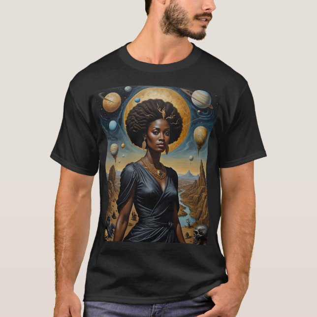 Afrofuturist Måne Goddess Power Shirt T Shirt (Framsida)
