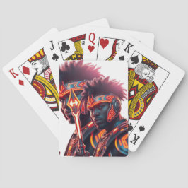 Afrofuturist Neon Warrior Poker Card Casinokort
