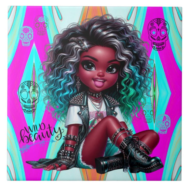 Afropunk Vild Beauty Ceramic Tile Kakelplatta (Framsidan)