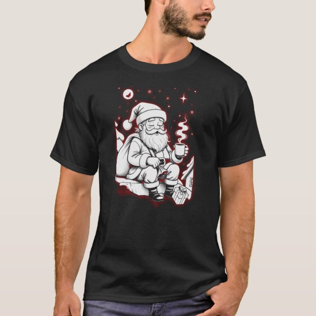 After the Deliveries – Tired Santa Line Ar T-Shirt (Framsida)