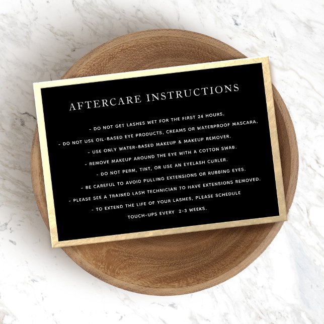 AfterCare for Lash Extensions Black Guld Ram Visitkort (Skapare uppladdad)