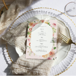 Afterglow Floral Garden Blooms Wedding Menu Meny