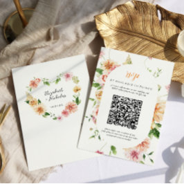 Afterglow Garden Blommig Hjärtformad QR-kod Bröllo OSA Kort