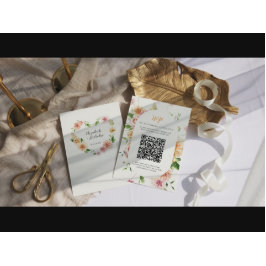 Afterglow Garden Blommig Hjärtformad QR-kod Bröllo OSA Kort