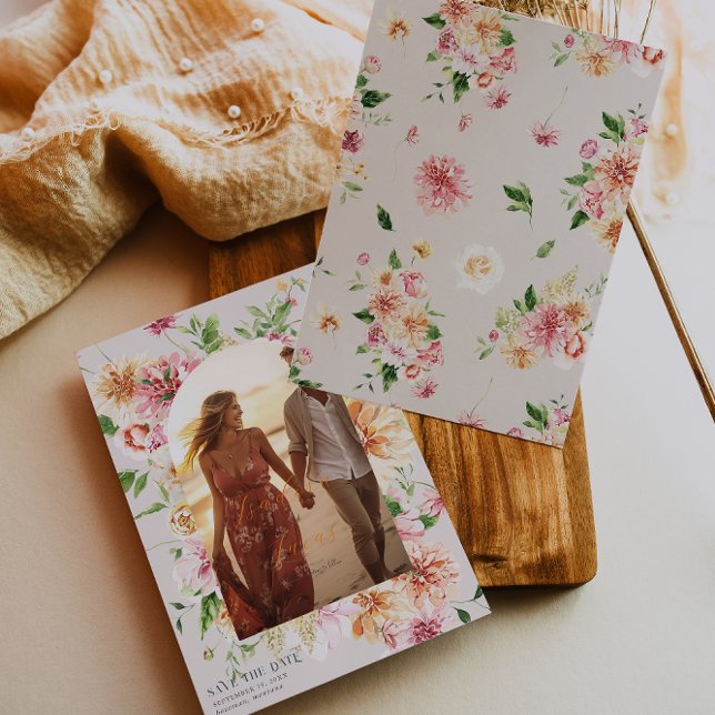 Afterglow Garden Floral Photo Save the Date Spara Datumet (Skapare uppladdad)