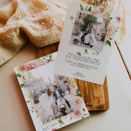 Afterglow Garden Floral Wedding Photo Thank You Tack Kort