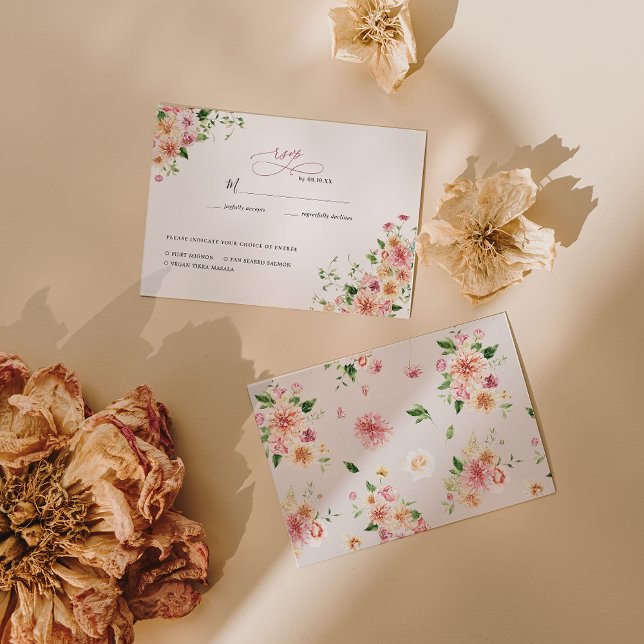 Afterglow Garden Floral Wedding RSVP OSA Kort (Skapare uppladdad)