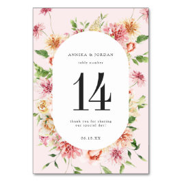 Afterglow Garden Floral Wedding Table Number Bordsnummer