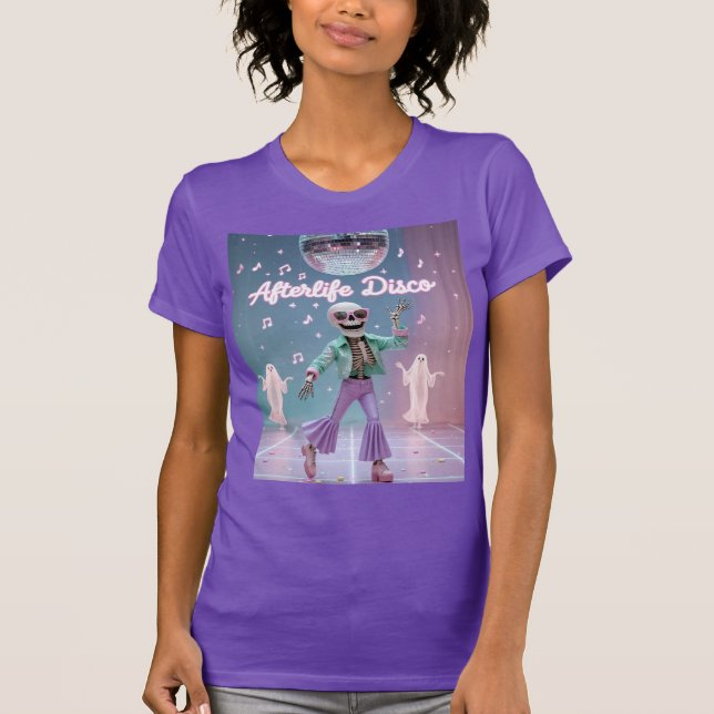 Afterlife Disco  Groovy Skeleton Dance in Pastel  T Shirt (Framsida)