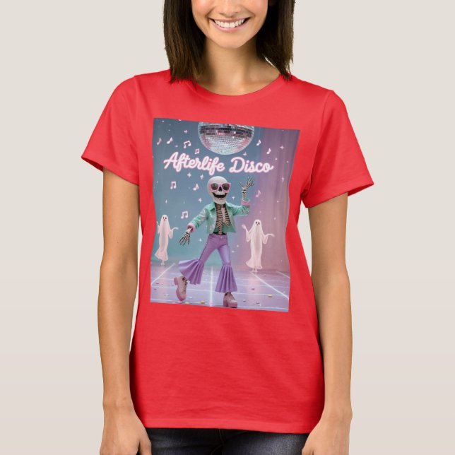Afterlife Disco Groovy Skeleton Dance in Pastel T Shirt (Framsida)