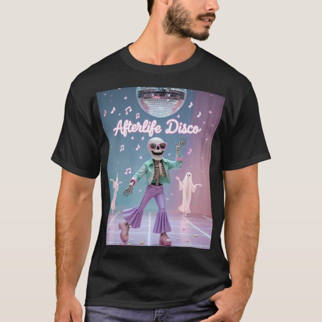 Afterlife Disco – Groovy skelettdans i pastell  T Shirt (Framsida)